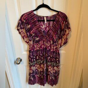 Xhiliration Pink Short-sleeve Sun dress